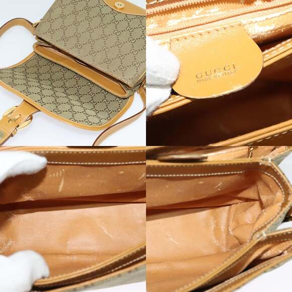 GUCCI GG Canvas Shoulder Bag Beige Gold - Picture 11 of 12